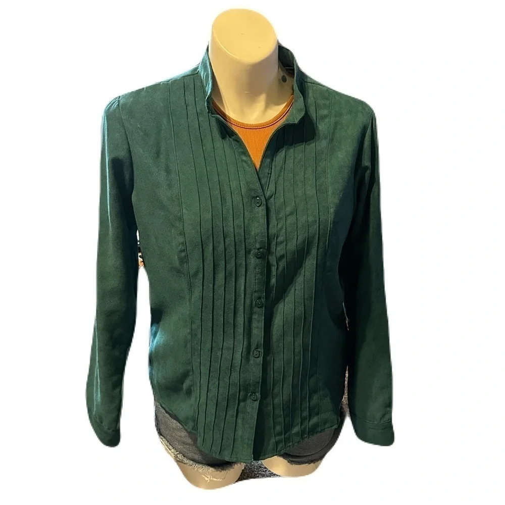 NWT Vintage Lemon Grass Studio Faux Suede Button Down Shirt Size XL